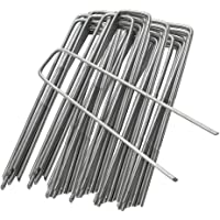 ANSIO Paquete de 100 Galvanizado en Forma de U piquetas - 150mm-6- Grapas Jardin Anclas de Suelo Camping Piquetas Ideal…